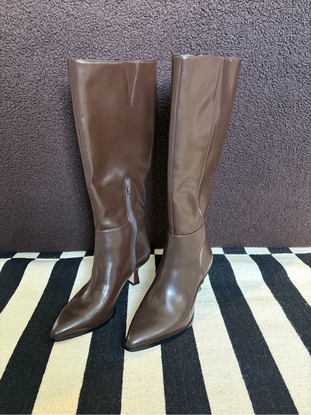 Brown Kitten Heel Boots
